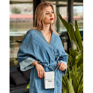Вертикальная женская кожаная сумка Mini черная поясная/кроссбоди