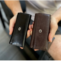 Черная ключница из натуральной кожи с отделением для денег ST Leather B416