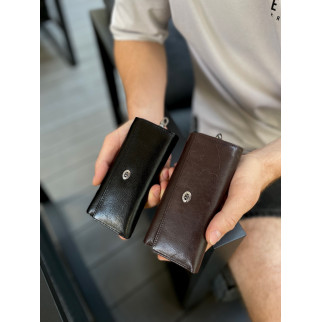 Черная ключница из натуральной кожи с отделением для денег ST Leather B416