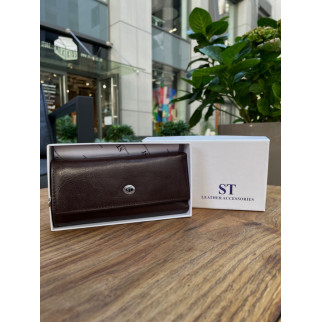 Черная ключница из натуральной кожи с отделением для денег ST Leather B416